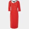 Roland Mouret Orange Cady Asymmetrical Neckline Dress L For Women 2 Roland Mouret Orange Cady Asymmetrical Neckline Dress L For Women -Roland Mouret Sales Store luxury women roland mouret used clothes p669480 002