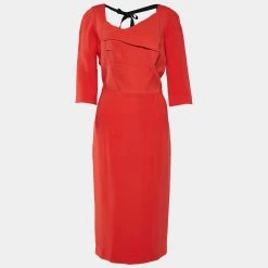 Roland Mouret Orange Cady Asymmetrical Neckline Dress L For Women