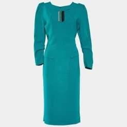 Roland Mouret Blue Crepe Zip Closure Dress L For Women