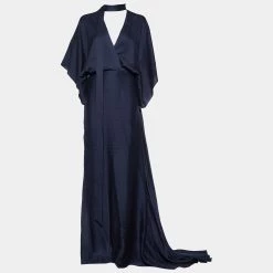 Roland Mouret Dark Blue Silk Cut Out Maxi Dress M For Women