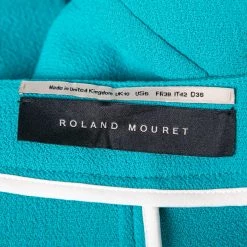 Roland Mouret Turquoise Blue Wool Zip Front Cropped Jacket M For Women -Roland Mouret Sales Store luxury women roland mouret used clothes p672062 005