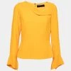 Roland Mouret Yellow Crepe Asymmetric Neck Top L For Women -Roland Mouret Sales Store luxury women roland mouret used clothes p680936 004