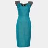 Roland Mouret Turquoise Blue Cotton & Wool Paneled Sheath Dress M For Women -Roland Mouret Sales Store luxury women roland mouret used clothes p680951 005