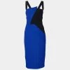 Roland Mouret Black & Blue Puckered Detail Hutton Bodycon Dress M For Women