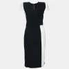 Roland Mouret Monochrome Stretch Crepe V Neck Sheath Dress M For Women -Roland Mouret Sales Store luxury women roland mouret used clothes p684816 001