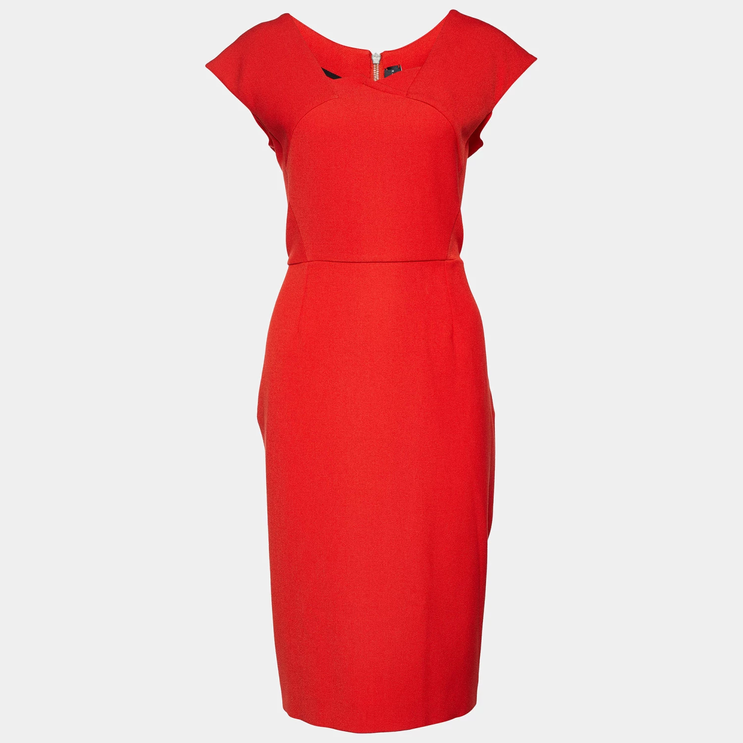 Roland Mouret Red Crepe Paneled Midi Dress M For Women 3 Roland Mouret Red Crepe Paneled Midi Dress M For Women