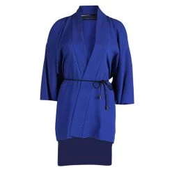 Roland Mouret Blue Roche Cold Shoulder Kimono Top S For Women