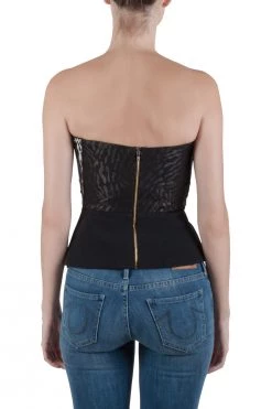 Roland Mouret Monochrome Lace Mantis Strapless Cropped Peplum Top M For Women -Roland Mouret Sales Store luxury women used clothes p204009 003